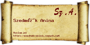 Szedmák Anina névjegykártya
